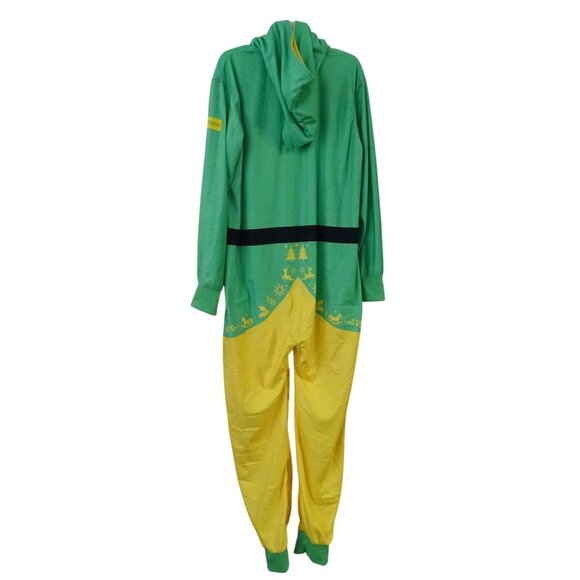 Tipsy Elves Buddy Elf Hooded Jumpsuit Christmas Green Yellow Adult Size XL Zip - Picture 4 of 11